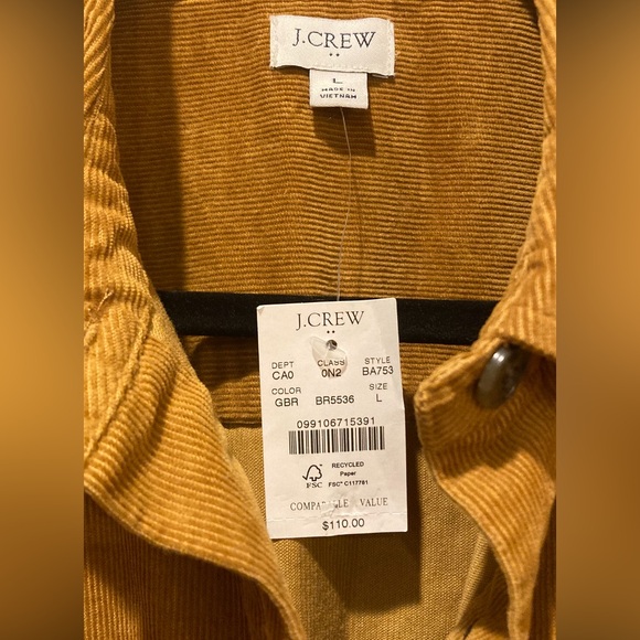 J.Crew Factory NWT Western Brandy Corduroy Shirt Jacket WM Size L Stretch - Picture 7 of 14